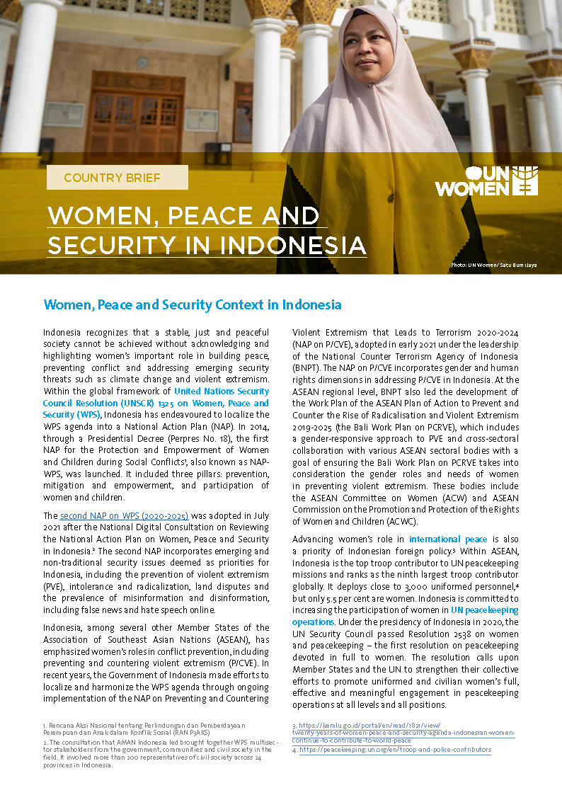 Women, Peace and Security in Indonesia - WPS-ASEAN