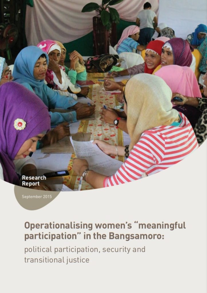 Operationalising Women’s “Meaningful Participation” in the Bangsamoro Political Participation, Security and Transitional Justice