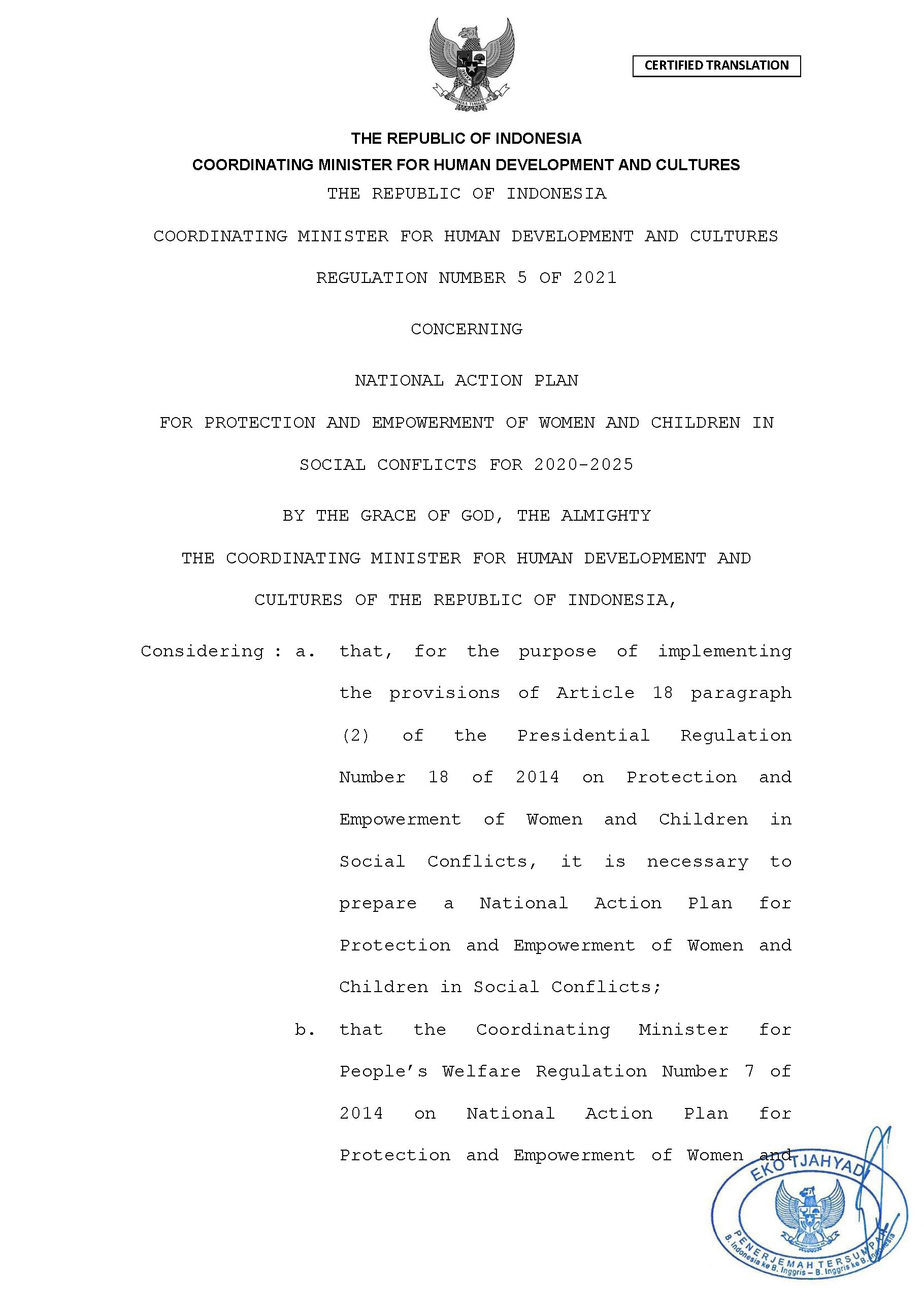National Action Plan for Protection and Empowerment of Women and ...