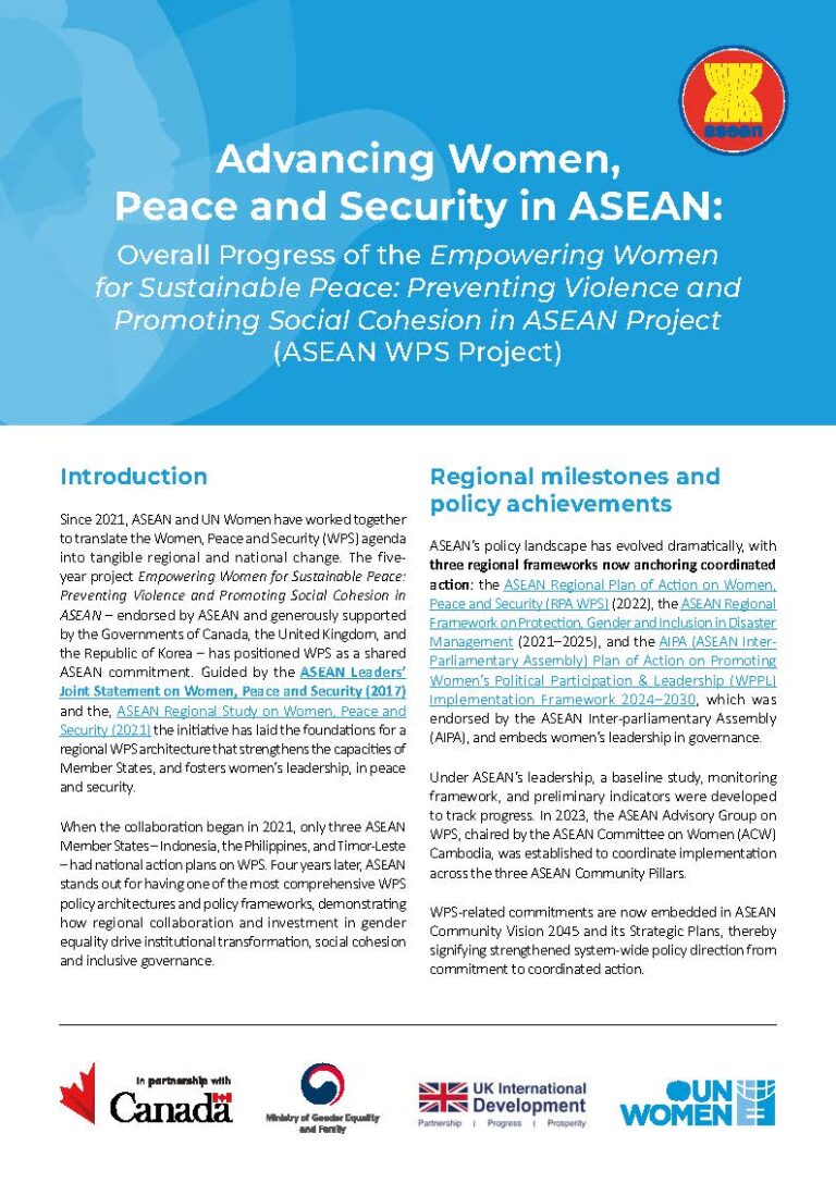 Advancing Women, Peace and Security in ASEAN: Overall Progress of the ...